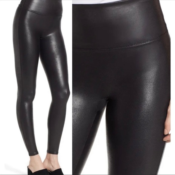 SPANX Faux Leather Black Leggings Size S - Picture 3 of 6